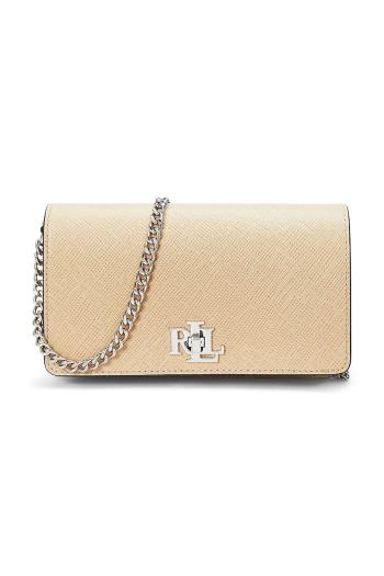 Kožená kabelka Lauren Ralph Lauren béžová farba, 432966784