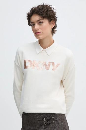 Sveter Dkny dámsky, béžová farba, tenký, DJ4R0407