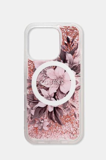 Puzdro na mobil Guess iPhone 16 Pro 6.3 ružová farba, GUHMP16LLFMWTP