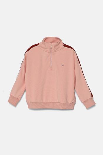 Detská mikina Tommy Hilfiger ružová farba, vzorovaná, KG0KG08034