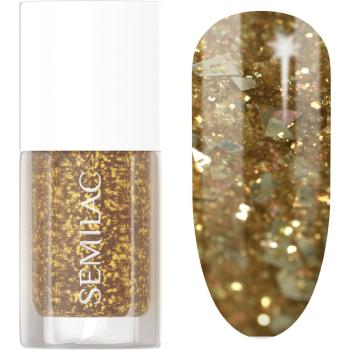 Semilac Glitter Nails lak na nechty so zrkadlovým efektom odtieň 042 Flakes of Gold 7 ml