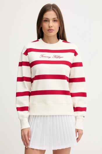 Mikina Tommy Hilfiger červená farba, vzorovaná, WW0WW45743