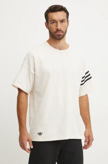 Bavlnené tričko adidas Originals Neuclassics Tee pánske, béžová farba, s nášivkou, JF9139