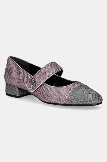 Semišové lodičky Tory Burch Cap-Toe Mary Jane Pave Heel Ballet ružová farba, na podpätku, 162495-500
