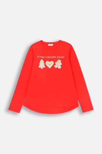 Detské tričko s dlhým rukávom Coccodrillo červená farba, MERRY XMAS