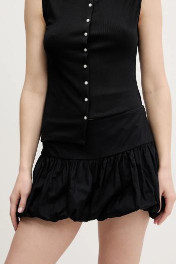 Bavlnená sukňa Hollister Co. čierna farba, mini, áčkový strih, KI343-3139