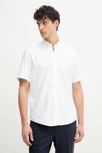 Bavlnená košeľa BOSS pánska, biela farba, regular, s golierom button-down, 50539291