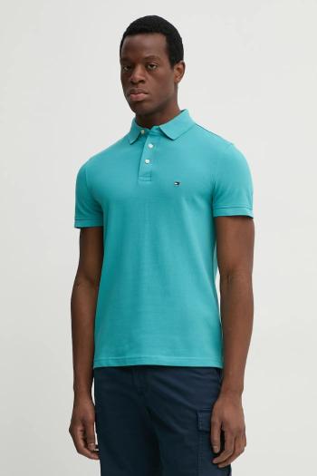 Polo tričko Tommy Hilfiger pánske, zelená farba, jednofarebné, MW0MW17771