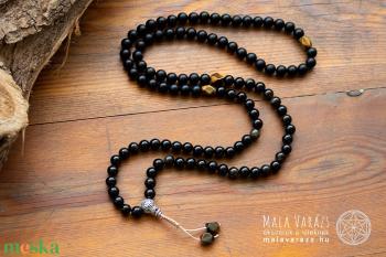 Védelem Obszidián nyaklánc Imafüzér - Mala Varázs, Imagyöngy, Mala készítés, Kézműves Mala, Különleges Mala