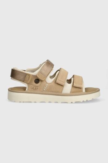 Semišové sandále UGG Goldencoast Multistrap pánske, béžová farba, 1153095