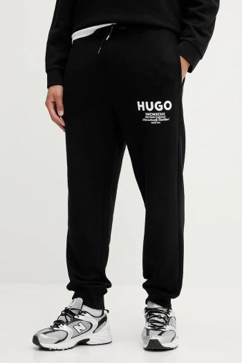 Bavlnené tepláky Hugo Blue béžová farba, s potlačou, 50510734