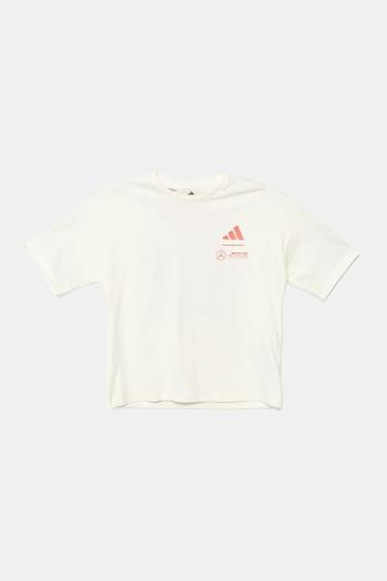 Detské bavlnené tričko adidas Performance MERCEDES béžová farba, s potlačou, JX6280