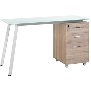 Písací stôl 130 × 60 cm biely svetlé drevo MONTEVIDEO, 121733 (beliani_121733)