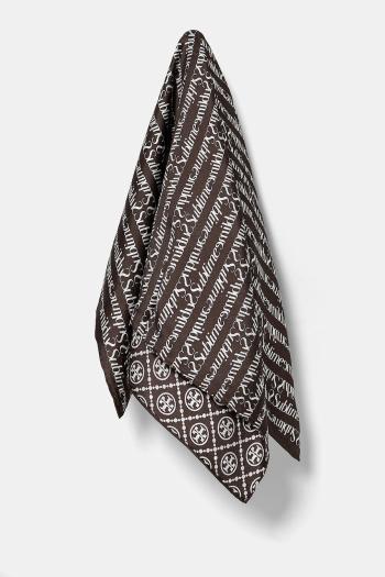 Hodvábna šatka Tory Burch T Monogram Sublime hnedá farba, vzorovaná, 167421-245