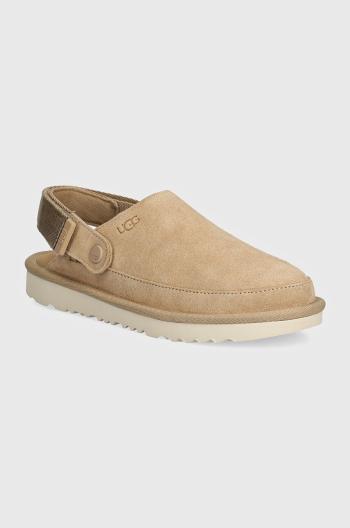 Detské semišové papuče UGG GOLDENSTAR CLOG čierna farba
