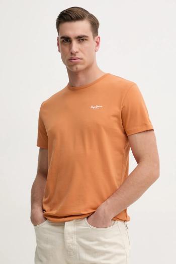 Tričko Pepe Jeans ORIGINAL BASIC 3N pánske, oranžová farba, s potlačou, PM508212