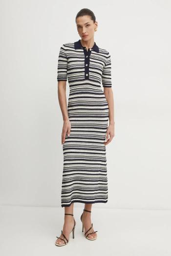 Šaty Twinset tmavomodrá farba, maxi, rovný strih, 251TP3190