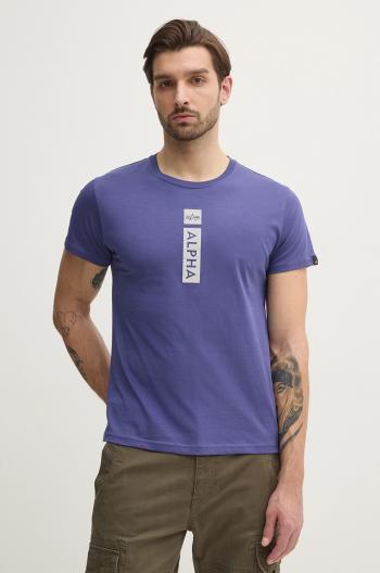 Bavlnené tričko Alpha Industries pánske, fialová farba, s potlačou, 146509