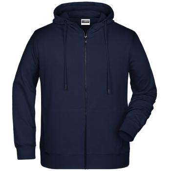 James & Nicholson Pánska mikina na zips z biobavlny 8026 - Tmavomodrá | XL