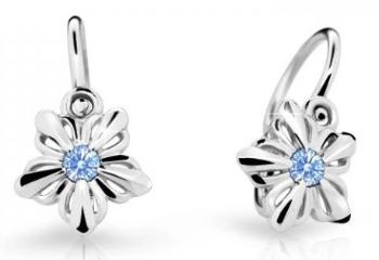 Cutie Jewellery Detské kvietkové náušnice z bieleho zlata C2238-10-X-2 svetlo modrá