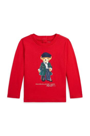 Detská bavlnená košeľa s dlhým rukávom Polo Ralph Lauren červená farba, 310952134001