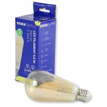 Tesla – LED žiarovka CONE BULB VINTAGE, E27, 4,2 W, 230 V, 380 lm, 25000 h, 2400 K, 360 st, zlatá (CB274224-1)