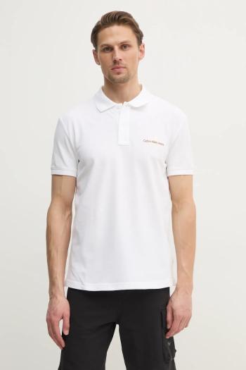 Polo tričko Calvin Klein Jeans pánske, biela farba, s nášivkou, J30J325664