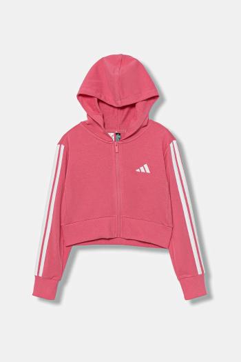 Detská mikina adidas ružová farba, s kapucňou, jednofarebná, JY4983