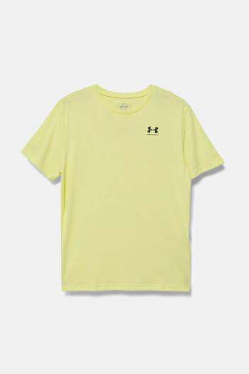 Detské tričko Under Armour SPORTSTYLE LC SS zelená farba, s potlačou, 1389962