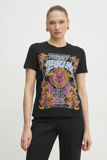 Bavlnené tričko Versace Jeans Couture dámske, čierna farba, 78HAHC03 CJ01C