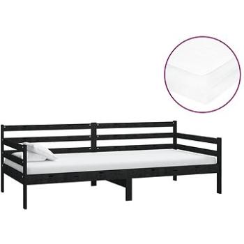Shumee váľanda s matracom 90×200 cm čierna masívne borové drevo, 3083598
