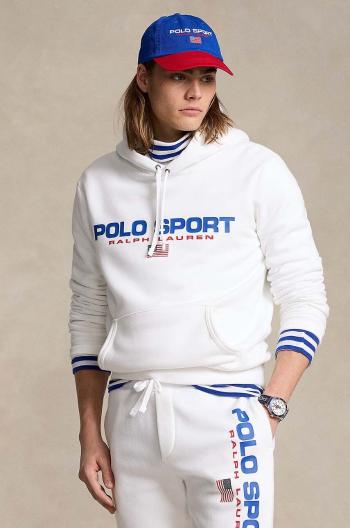 Mikina Polo Ralph Lauren pánska, biela farba, s kapucňou, s potlačou, 710938447