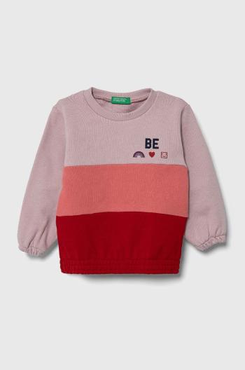 Detská bavlnená mikina United Colors of Benetton fialová farba, vzorovaná