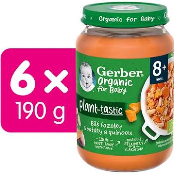 GERBER Organic 100 % rastlinný príkrm biele fazuľky so sladkým zemiakom a quinoou 6× 190 g (7613287939302)