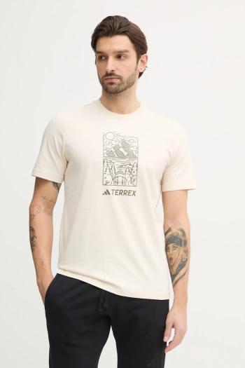 Tričko adidas TERREX Wild pánske, béžová farba, s potlačou, JN4267