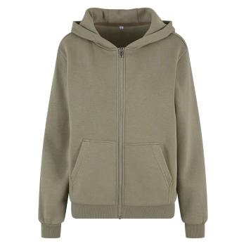 Build Your Brand Hebká dámska mikina na zips Fluffy - Svetlá olivová | XL