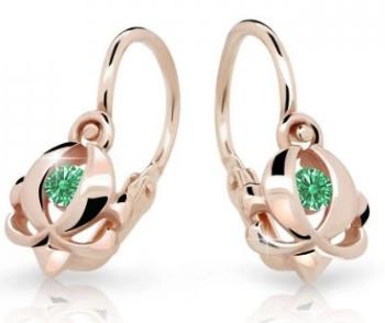 Cutie Jewellery Detské náušnice z ružového zlata C2218-10-X-4 zelená