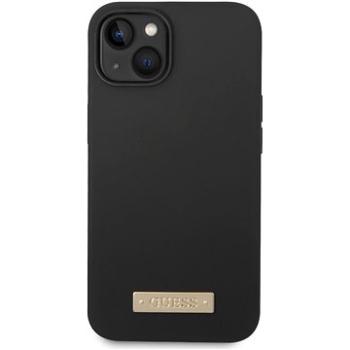 Guess Silicone Metal Logo MagSafe Kompatibilný Zadný Kryt na iPhone 14 Black (GUHMP14SSBPLK)