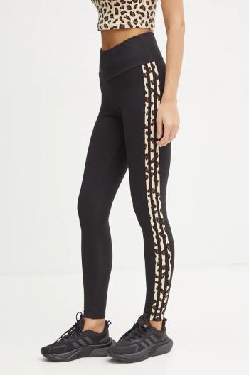 Legíny adidas Originals Leopard Legging dámske, čierna farba, s nášivkou, IW8471