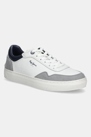 Kožené tenisky Pepe Jeans CAMDEN COLLAR M pánske, biela farba, PMS00046