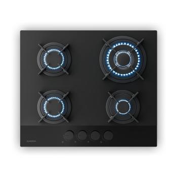 Klarstein Plynová varná doska Velaire, 4-platnička s elektrickým zapaľovaním, kompatibilná so zemným plynom a LPG, 8000W, 60cm