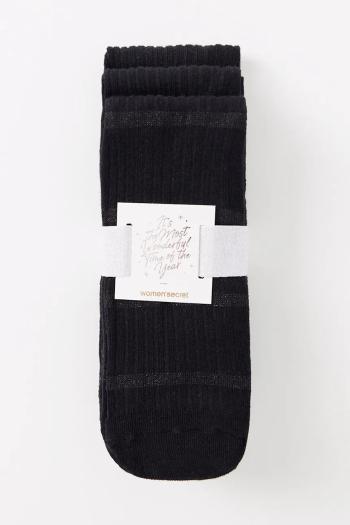 Bavlnené ponožky women'secret GENERIC SOCKS PACKS 3-pak čierna farba, 4488625