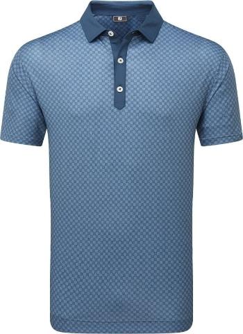 Footjoy Checker Print Lisle Mens Dark Denim/White 2XL Polo košeľa