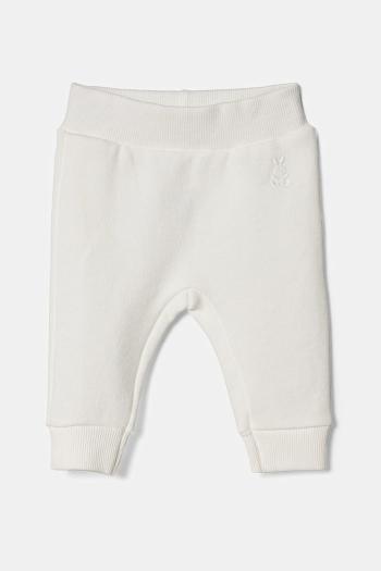 Detské bavlnené tepláky United Colors of Benetton béžová farba, jednofarebné, 3J70AF01R