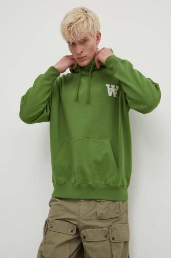 Bavlnená mikina Wood Wood Cass AA Moss Embroidery Hoodie pánska, zelená farba, s kapucňou, s nášivkou, 10285606.2424