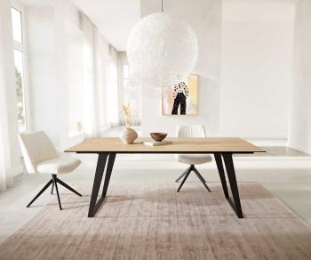 Jedálenský stôl Edge 200x100 keramický Laminam® Sabbia kov skosený