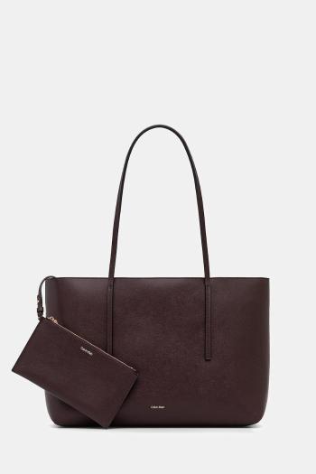 Kabelka Calvin Klein hnedá farba, LV04F3274G