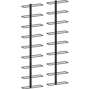 Nástenný stojan na víno na 18 fliaš, 2 ks, čierny, železo