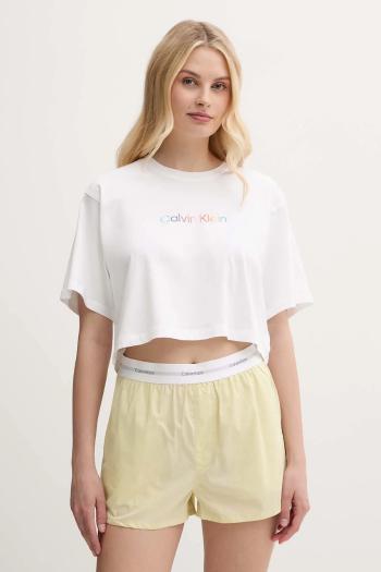 Bavlnené elegantné tričko Calvin Klein Underwear biela farba, LV00QS7470