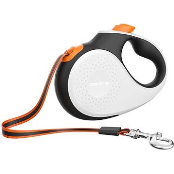 Reedog Senza Premium samonavíjacie vodítko M 25 kg/5 m pásik/biele s oranžovou (8596067305988)